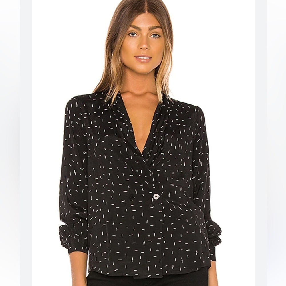 Revolve Rollas Heidi Dash Blouse in Black Size Small Lightweight Classic Chic
